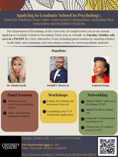 Panel details Oct 11 2:00-5:30 Applying to Grad School in PSYC